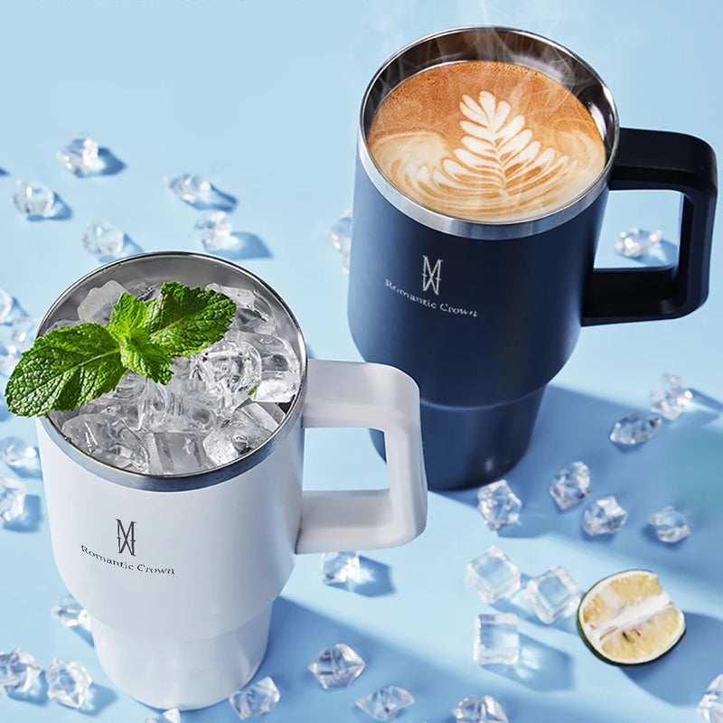Copo térmico de aço inoxidável da Romantic Crown com canudo